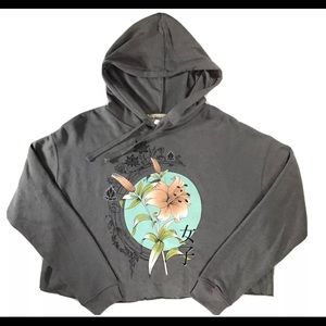 New! Obsessive Love Grey Crop Top Hoodie Women’s M